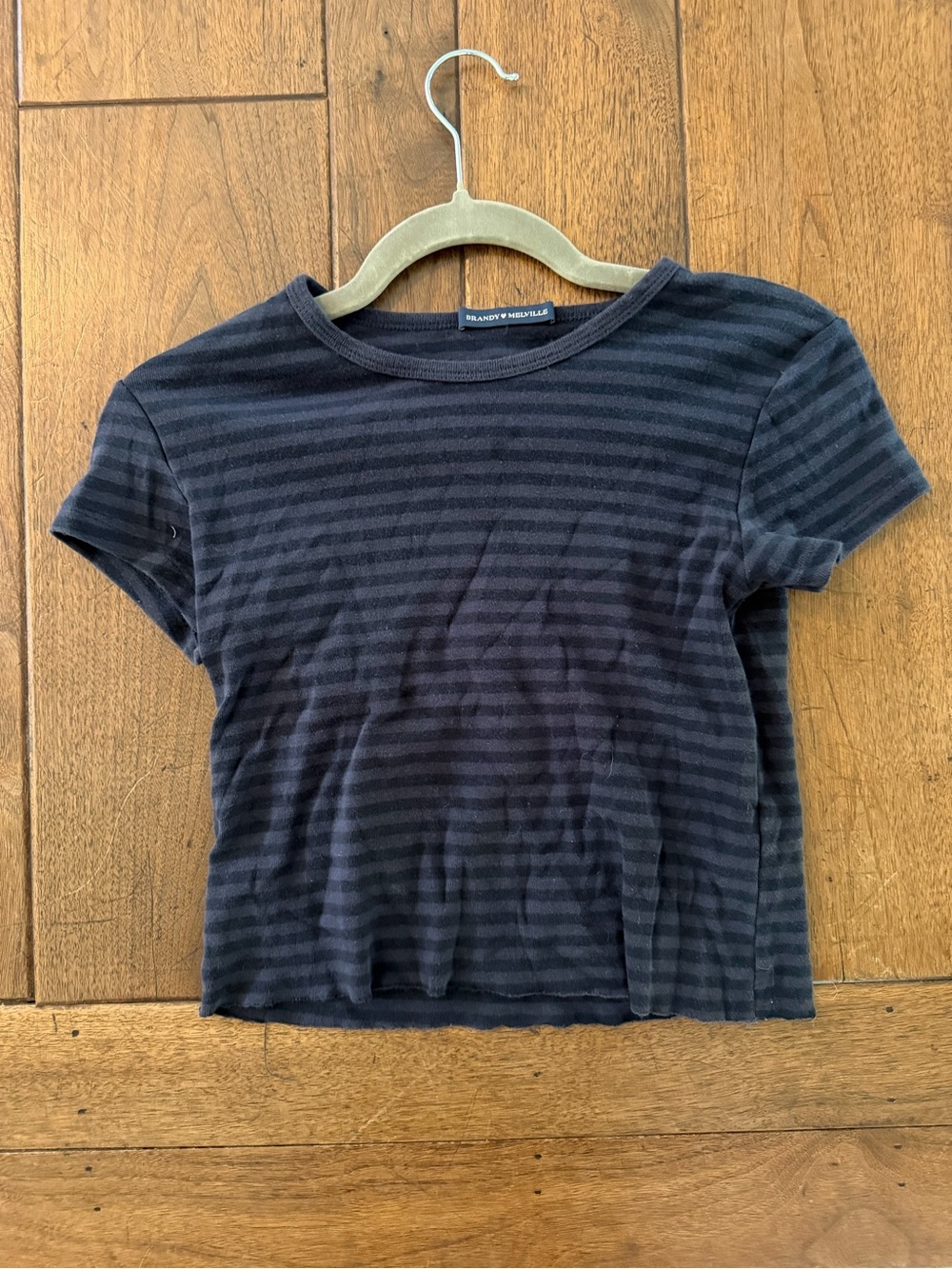 Brandy Melville Navy Stripe Short Sleeve Tee